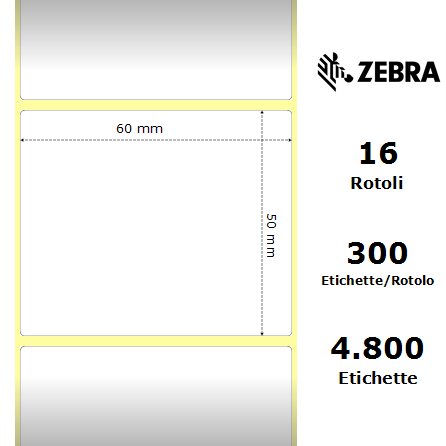 Zebra Etichette 3003353 Z-Select 60 x 50 mm (16 rotoli)