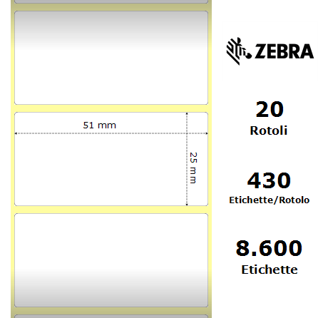 Zebra Etichette 3007842-T Z-Perform 50,8 mm x 25,4 mm (20 rotoli)