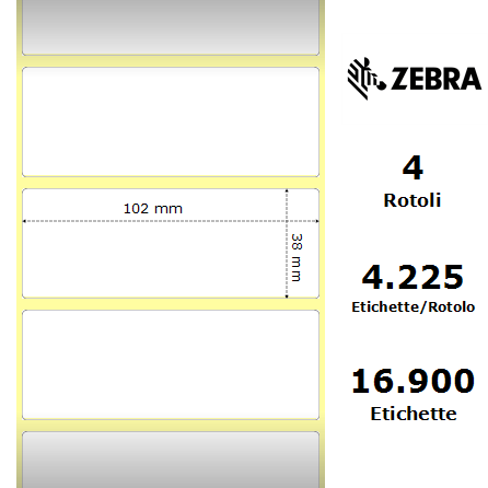 Zebra Etichette 800740-155 Z-Select 101,6 mm x 38,1 mm (4 rotoli)