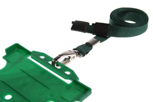 Cordoncino verde piatto 10 mm con clip in metallo (100 pezzi)