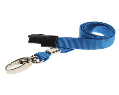 Cordoncino blu piatto 10 mm con clip in metallo (100 pezzi)