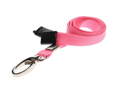 Cordoncino rosa piatto 10 mm con clip in metallo (100 pezzi)