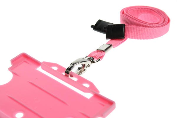 Cordoncino rosa piatto 10 mm con clip in metallo (100 pezzi)