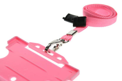 Cordoncino rosa piatto 10 mm con clip in metallo (100 pezzi)