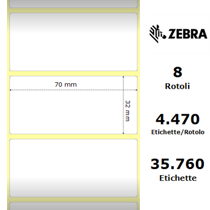 Zebra Etichette 3006308-T Z-Perform 70mm x 32mm (8 rotoli)