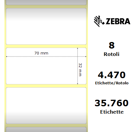 Zebra Etichette 3006308-T Z-Perform 70mm x 32mm (8 rotoli)