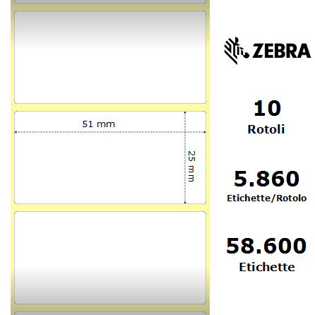 Zebra Etichette 3004996 Z-Perform 51mm x 25mm (10 rotoli)