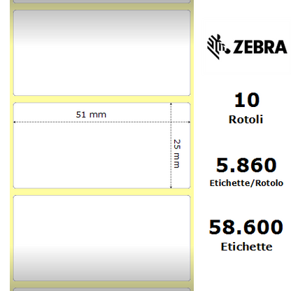Zebra Etichette 3004996 Z-Perform 51mm x 25mm (10 rotoli)