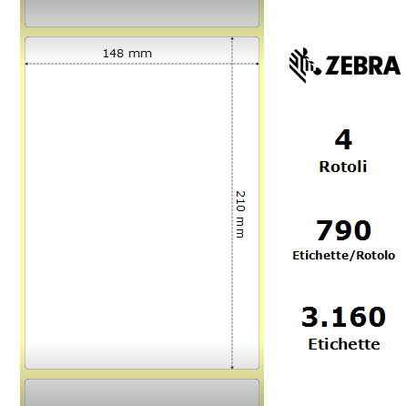 Zebra Etichette 3005103 Z-Select 148 mm x 210 mm (4 rotoli)