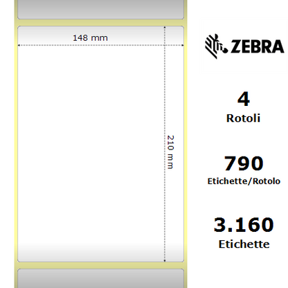 Zebra Etichette 3005103 Z-Select 148 mm x 210 mm (4 rotoli)