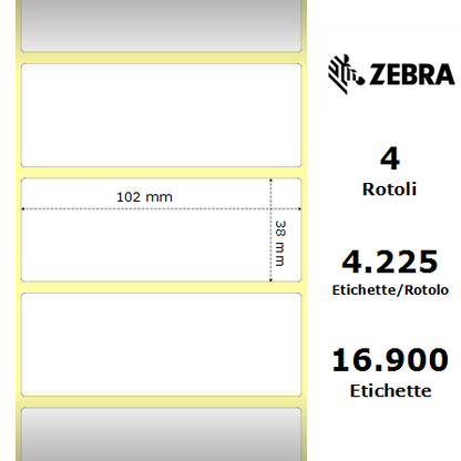 Zebra Etichette 800740-155 Z-Select 101,6 mm x 38,1 mm (4 rotoli)