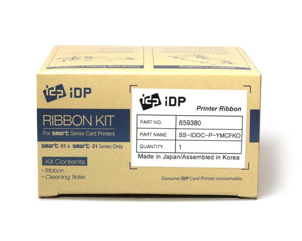 IDP 659380 Nastro a colori YMCFKO per stampanti Smart-51 & 31 con Pannello UV e Rullo di pulizia (200 Stampe)