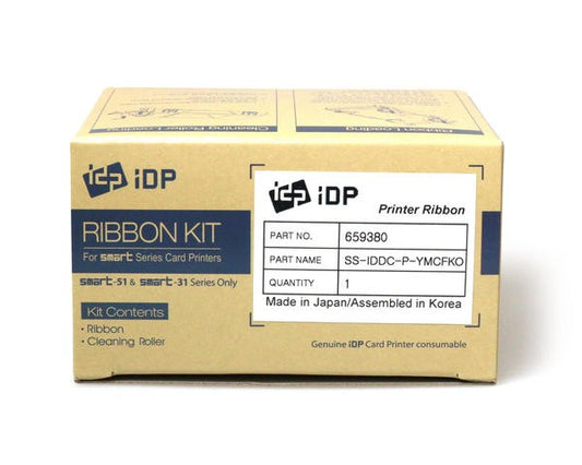 IDP 659380 Nastro a colori YMCFKO per stampanti Smart-51 & 31 con Pannello UV e Rullo di pulizia (200 Stampe)