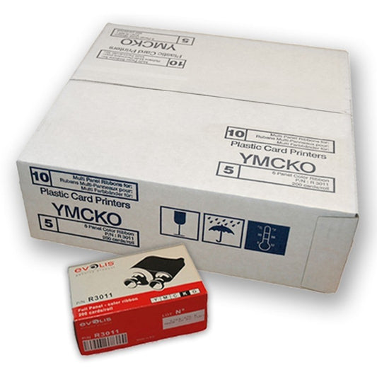 10 nastri R3011 Confezione da 10pz Ribbon YMCKO Originali Evolis | R3011-10 | Evolis