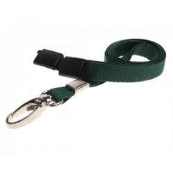 Plain Dark Green Lanyards with Metal Lobster Clip (Pack of 100)
