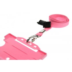 Cordoncino rosa piatto 10 mm con clip in metallo (100 pezzi) 2