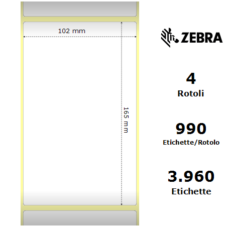 Zebra Etichette 3007419-T Z-Perform 102mm x 165mm (4 rotoli)