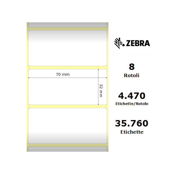 Zebra Etichette 3006308-T Z-Perform 70mm x 32mm (8 rotoli)