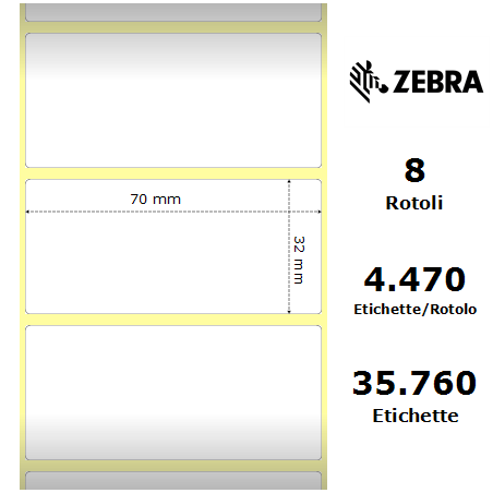 Zebra Etichette 3006308-T Z-Perform 70mm x 32mm (8 rotoli)