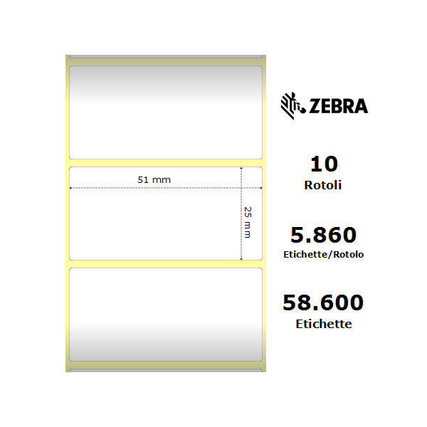 Zebra Etichette 3004996 Z-Perform 51mm x 25mm (10 rotoli)