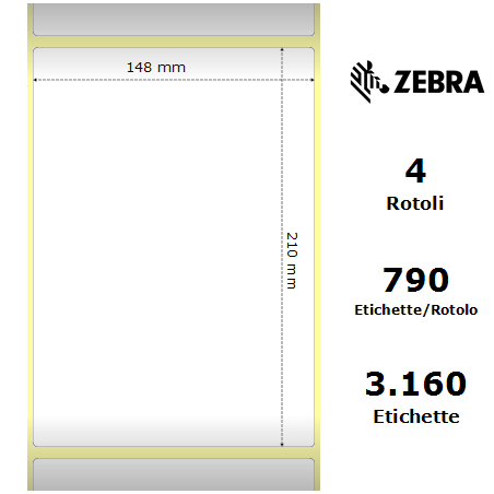 Zebra Etichette 3005103 Z-Select 148 mm x 210 mm (4 rotoli)