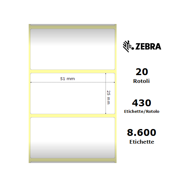 Zebra Etichette 3007842-T Z-Perform 50,8 mm x 25,4 mm (20 rotoli)