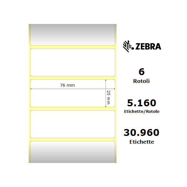 Zebra Label 880738-025 Z-Perform 76 mm x 25 mm (6 rolls)