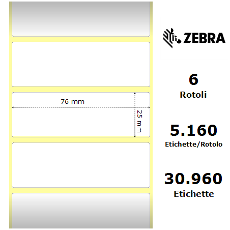 Zebra Label 880738-025 Z-Perform 76 mm x 25 mm (6 rolls)