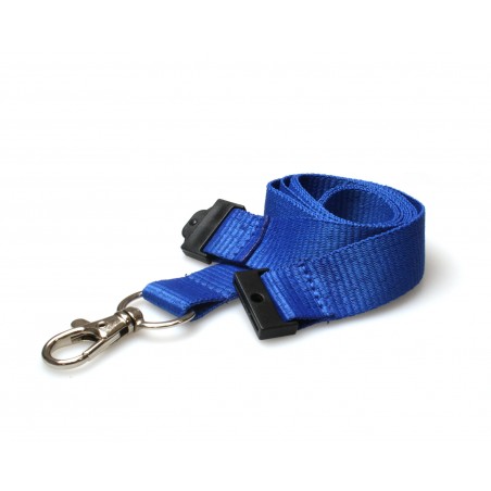 Cordoncino Blu piatto 20 mm con clip in metallo (100 pezzi)