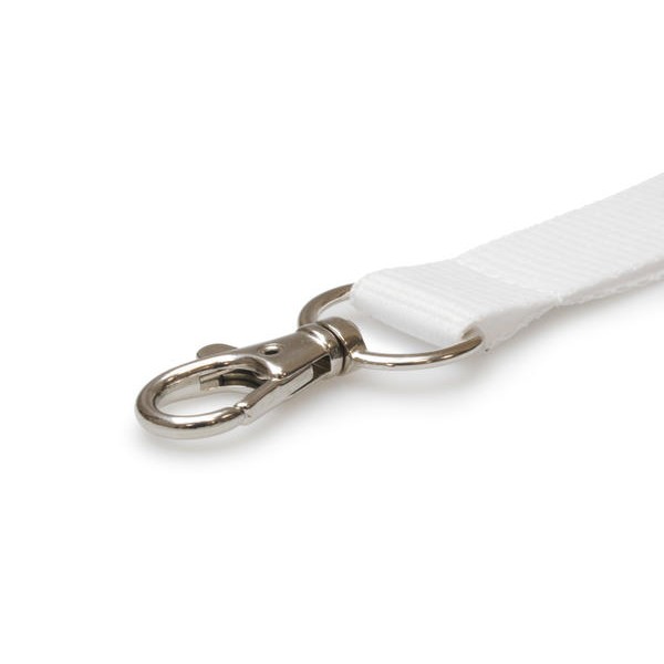 20mm White Lanyards with Flat Breakaway and Metal Trigger Clip - Pack of 100