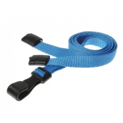 Plain Light Blue Lanyards with Plastic J Clip (Pack of 100)