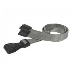 Plain Grey Lanyards with Plastic J Clip (Pack of 100)