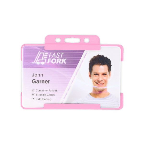 Pink Single-Sided BIOBADGE Open Faced ID Card Holders - Landscape (Pack of 100)