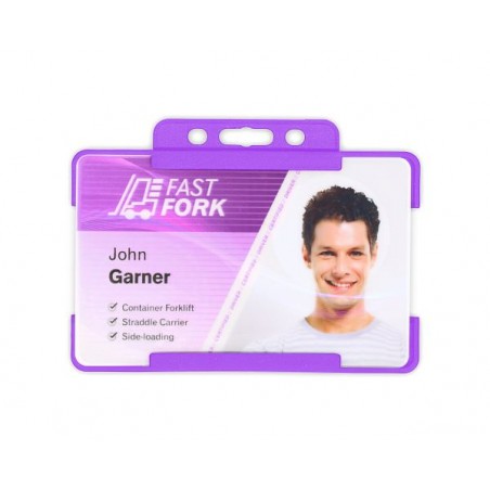 Purple Single-Sided BIOBADGE Open Faced ID Card Holders - Landscape (Pack of 100)