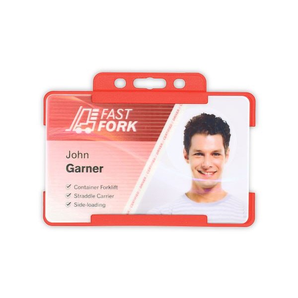 Red Single-Sided BIOBADGE Open Faced ID Card Holders - Landscape (Pack of 100)