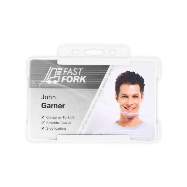 White Single-Sided BIOBADGE Open Faced ID Card Holders - Landscape (Pack of 100)