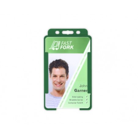 Dark Green Single-Sided BIOBADGE Open Faced ID Card Holders - Portrait (Pack of 100)