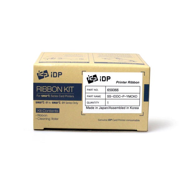 IDP 659366 Nastro a colori YMCKO per stampanti Smart-51 & 31 con Rullo di pulizia (250 Stampe)
